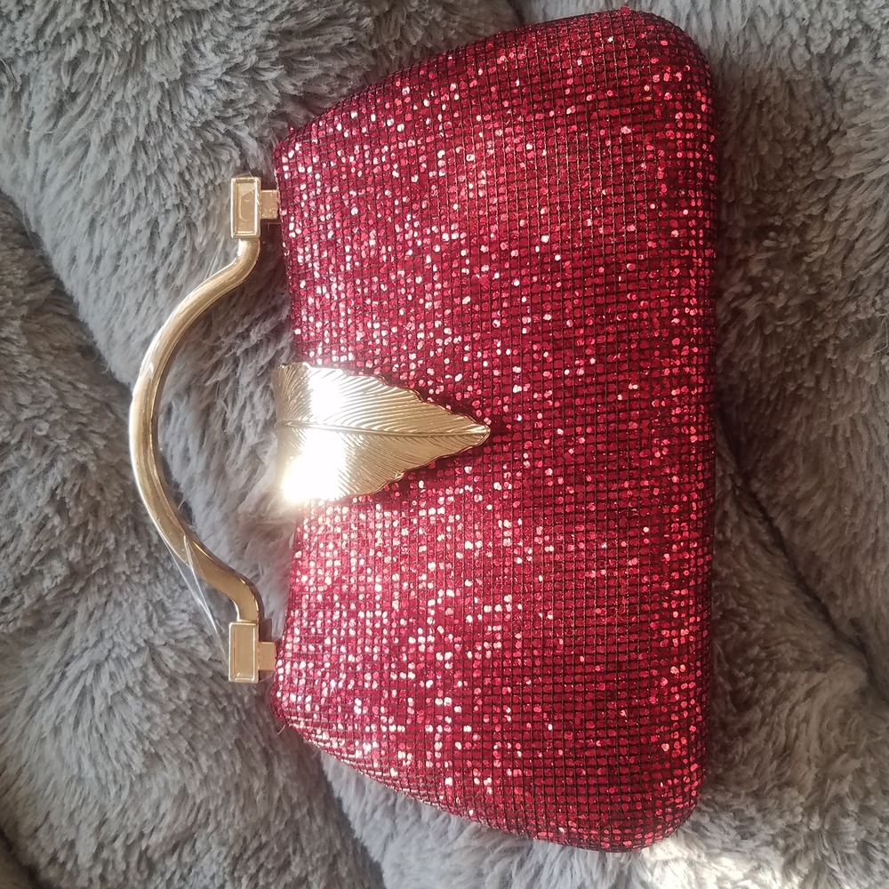 Elegant Red Clutch with Gold Accents
